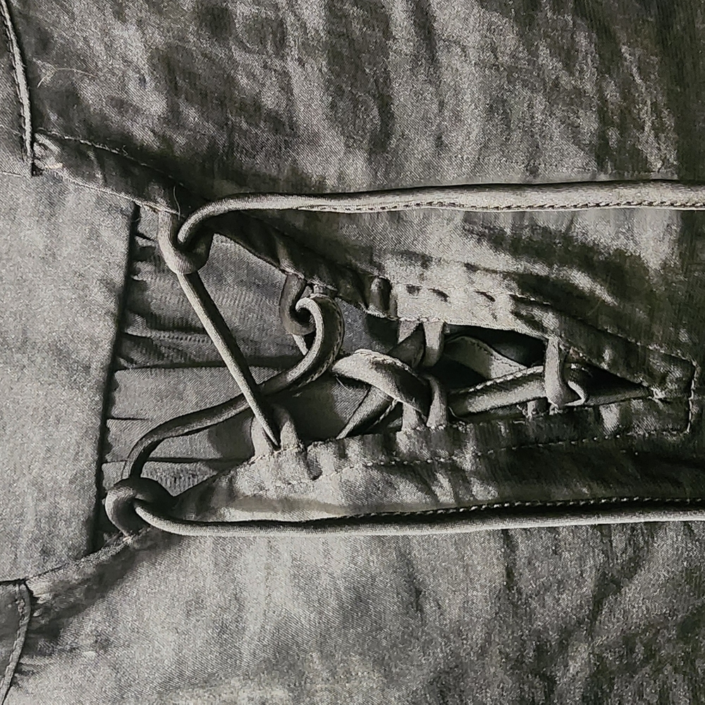 Lucky Brand Gray Bell Sleeve Blouse with Tie Front - Picture 3 of 9